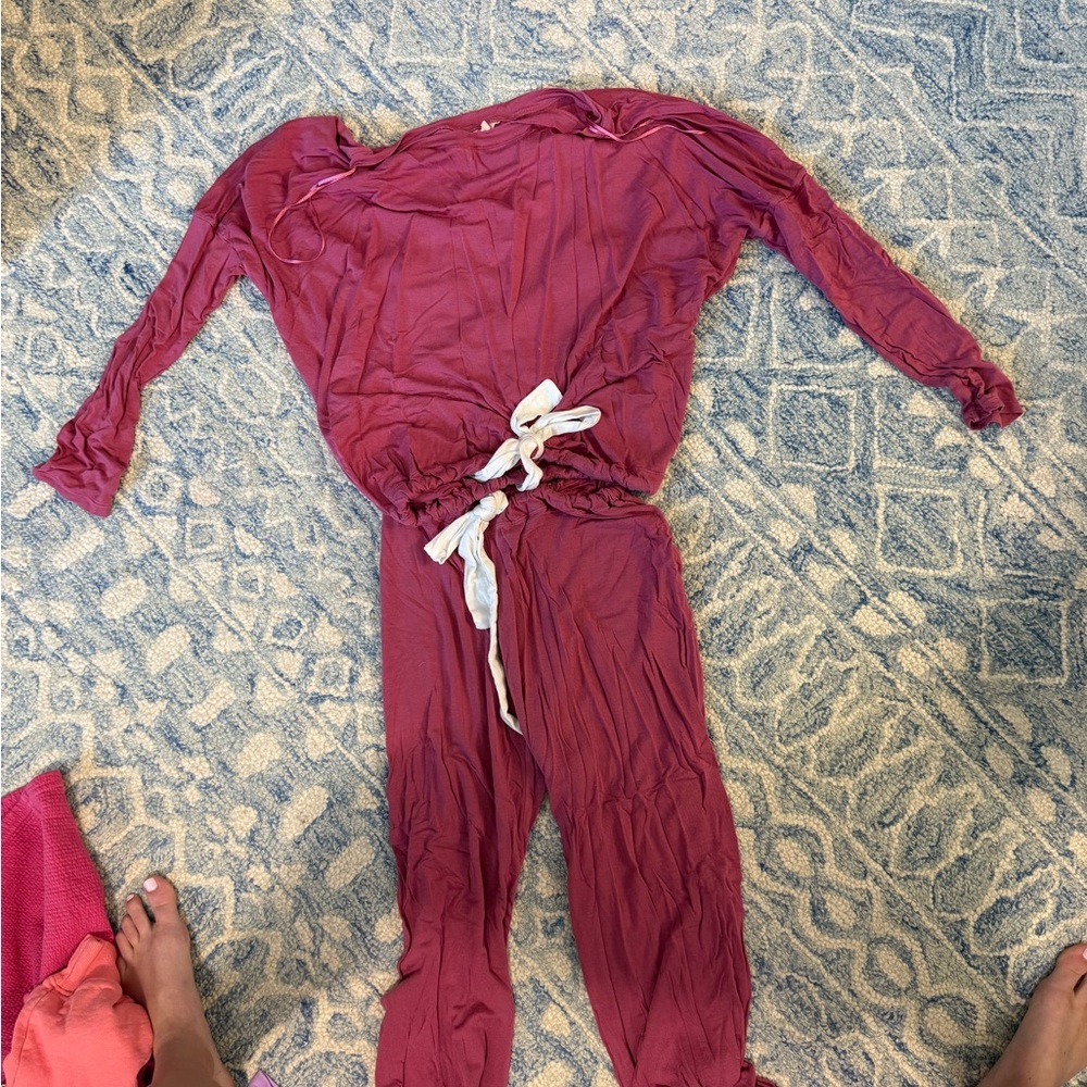 Red Jumpsuit with White Tie